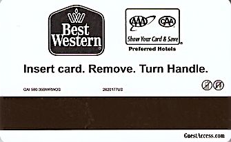 Hotel Keycard Best Western Generic Back