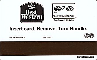 Hotel Keycard Best Western Generic Back