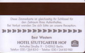 Hotel Keycard Best Western Berlin Germany Back