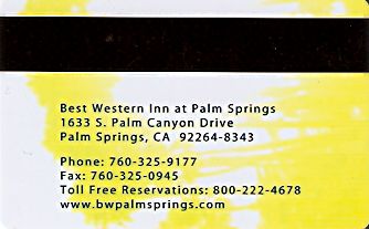 Hotel Keycard Best Western California (State) U.S.A. (State) Back
