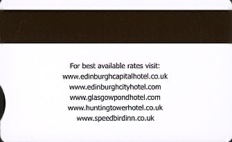 Hotel Keycard Best Western Edinburgh United Kingdom Back