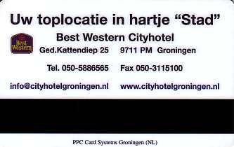 Hotel Keycard Best Western Groningen Netherlands Back