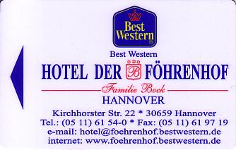 Hotel Keycard Best Western Hannover Germany Front