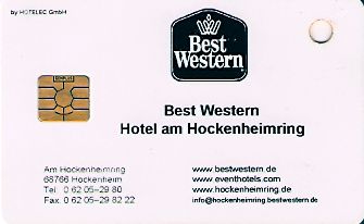 Hotel Keycard Best Western Hockenheim Germany Front