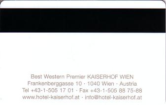 Hotel Keycard Best Western Vienna Austria Back