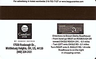 Hotel Keycard Comfort Inn & Suites Ohio (State) U.S.A. (State) Back