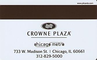 Hotel Keycard Crowne Plaza Chicago U.S.A. Back