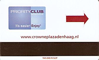 Hotel Keycard Crowne Plaza The Hague Netherlands Back