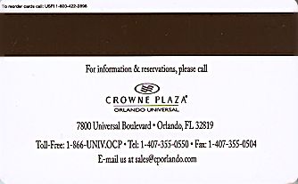 Hotel Keycard Crowne Plaza Orlando U.S.A. Back