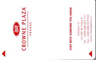Hotel Keycard Crowne Plaza Prague Czech Republic Front