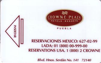 Hotel Keycard Crowne Plaza Puebla Mexico Front