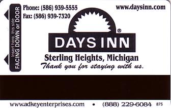 Hotel Keycard Days Inn Michigan (State) U.S.A. (State) Back