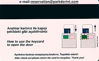Hotel Keycard Dorint Istanbul Turkey Back