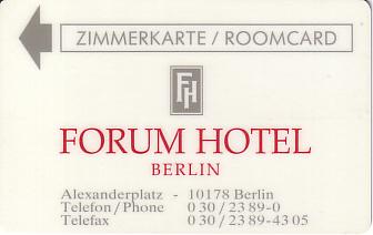 Hotel Keycard Forum Hotel Berlin Germany Front