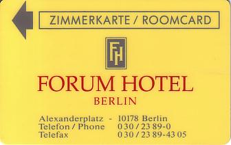 Hotel Keycard Forum Hotel Berlin Germany Front