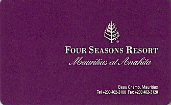 Hotel Keycard Four Seasons  Mauritius Back