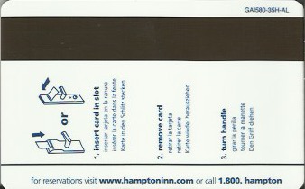 Hotel Keycard Hampton Inn Alabama (State) U.S.A. (State) Back