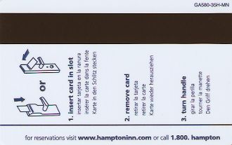 Hotel Keycard Hampton Inn Minnesota (State) U.S.A. (State) Back