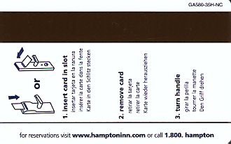 Hotel Keycard Hampton Inn North Carolina (State) U.S.A. (State) Back