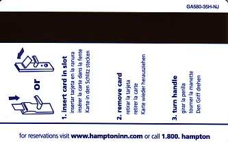 Hotel Keycard Hampton Inn New Jersey (State) U.S.A. (State) Back