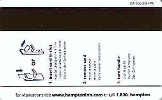 Hotel Keycard Hampton Inn Pennsylvania (State) U.S.A. (State) Back