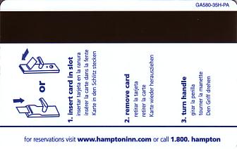 Hotel Keycard Hampton Inn Pennsylvania (State) U.S.A. (State) Back