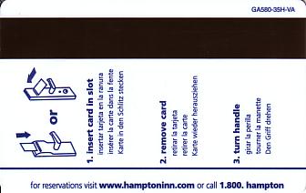 Hotel Keycard Hampton Inn Virginia (State) U.S.A. (State) Back