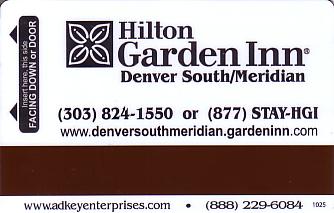 Hotel Keycard Hilton Garden Inn Denver U.S.A. Back