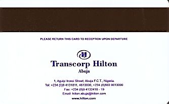 Hotel Keycard Hilton Abuja Nigeria Back