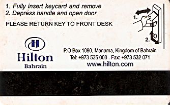 Hotel Keycard Hilton  Bahrain Back