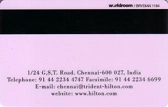 Hotel Keycard Hilton Chennai India Back