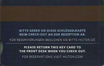 Hotel Keycard Hilton  Germany Back
