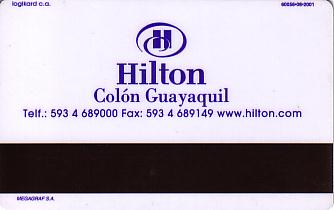 Hotel Keycard Hilton Guayaquil Ecuador Back