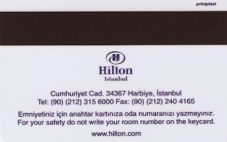 Hotel Keycard Hilton Istanbul Turkey Back