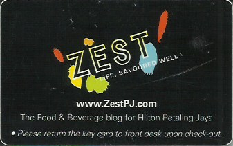 Hotel Keycard Hilton Petaling Jaya Malaysia Back