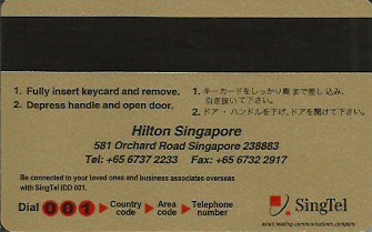 Hotel Keycard Hilton  Singapore Back