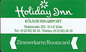 Hotel Keycard Holiday Inn Cologne Germany Front