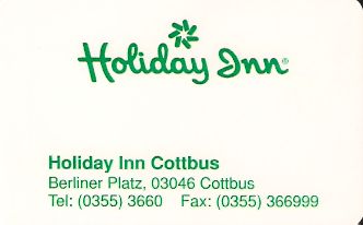 Hotel Keycard Holiday Inn Cottbus Germany Front