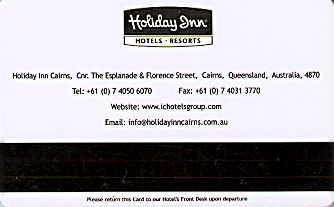Hotel Keycard Holiday Inn Cairns Australia Back