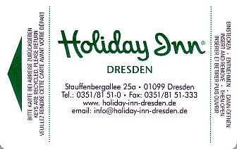 Hotel Keycard Holiday Inn Dresden Germany Front