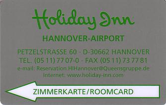 Hotel Keycard Holiday Inn Hannover Germany Front