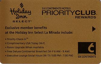 Hotel Keycard Holiday Inn La Mirada U.S.A. Front