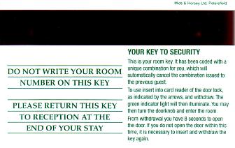 Hotel Keycard Holiday Inn London United Kingdom Back