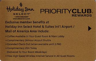 Hotel Keycard Holiday Inn Mall of America U.S.A. Front