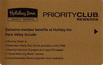 Hotel Keycard Holiday Inn Paris France Front