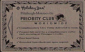 Hotel Keycard Holiday Inn Pittsburgh U.S.A. Front