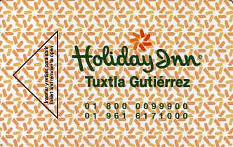 Hotel Keycard Holiday Inn Tuxtla Gutierrez Mexico Front