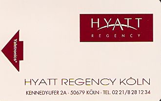 Hotel Keycard Hyatt Cologne Germany Front