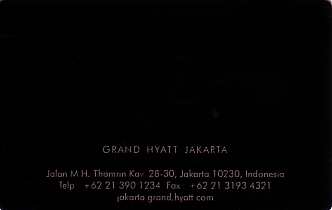 Hotel Keycard Hyatt Jakarta Indonesia Back