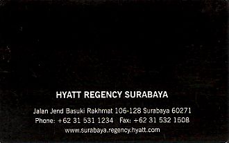 Hotel Keycard Hyatt Surabaya Indonesia Back